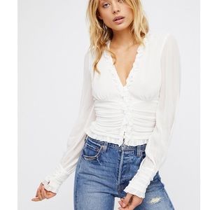 Free People Smell the Roses Blouse (Blue)